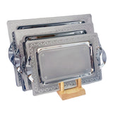 Tresors Rectangular Tray with Handles, 3 Pieces -Made in Italy -Silver -Stainless Steel 18/10