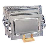 Tresors Rectangular Tray with Handles, 3 Pieces -Made in Italy -Silver -Stainless Steel 18/10