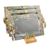 Tresors Rectangular Tray with Handles, 3 Pieces -Made in Italy -Silver & Gold -Stainless Steel 18/10