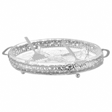Queen Anne Hors d'oeuvre 4 Division Oval Patterned with 2 Serving Forks -30.8x20cm