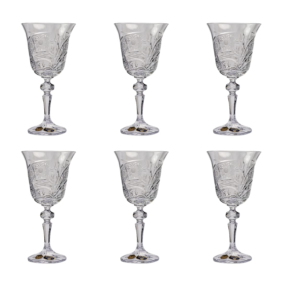 Bohemia Crystal Goblet Set, 6 Pieces -220 ml