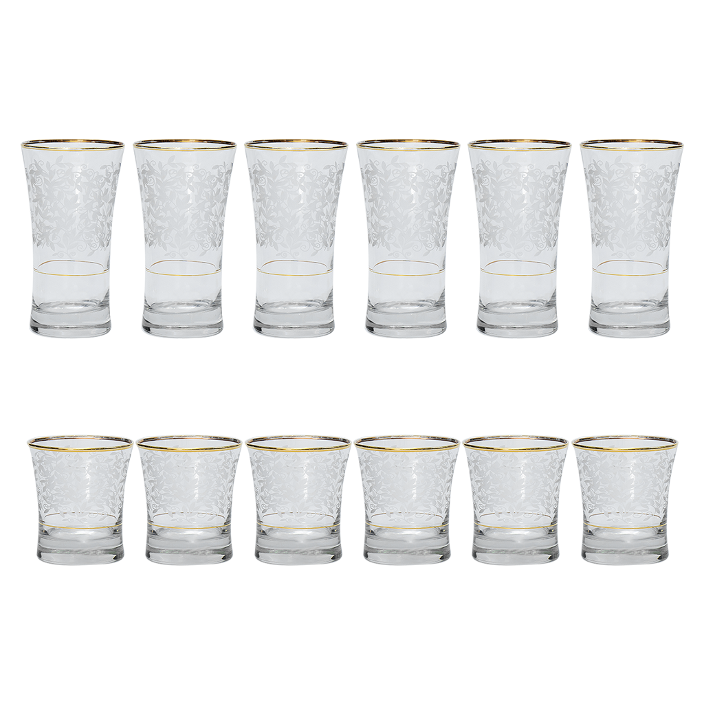 Pasabahce Longdrink & Tumbler Set, 12 Pieces -Gold