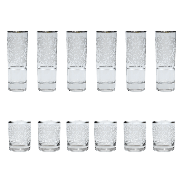 Pasabahce Longdrink & Tumbler Set, 12 Pieces Silver 290 & 250 ml