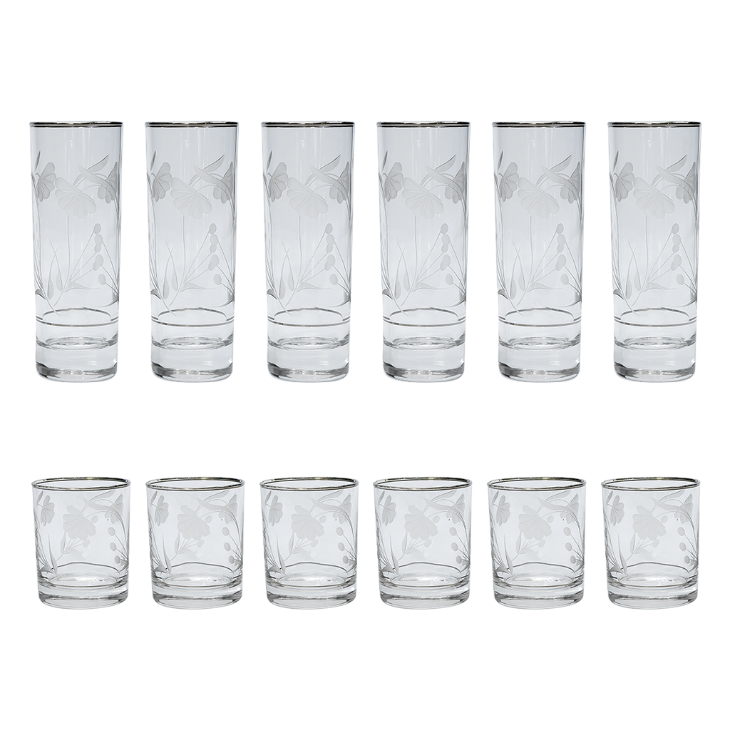 Pasabahce Longdrink & Tumbler Set, 12 Pieces -Silver -290 & 250 ml
