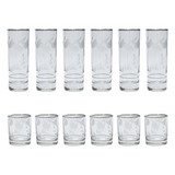 Pasabahce Longdrink & Tumbler Set, 12 Pieces -Silver -290 & 250 ml