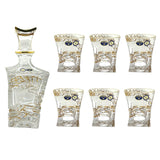 Bohemia Crystal Bottle & Tumbler Set, 7 Pieces -Gold