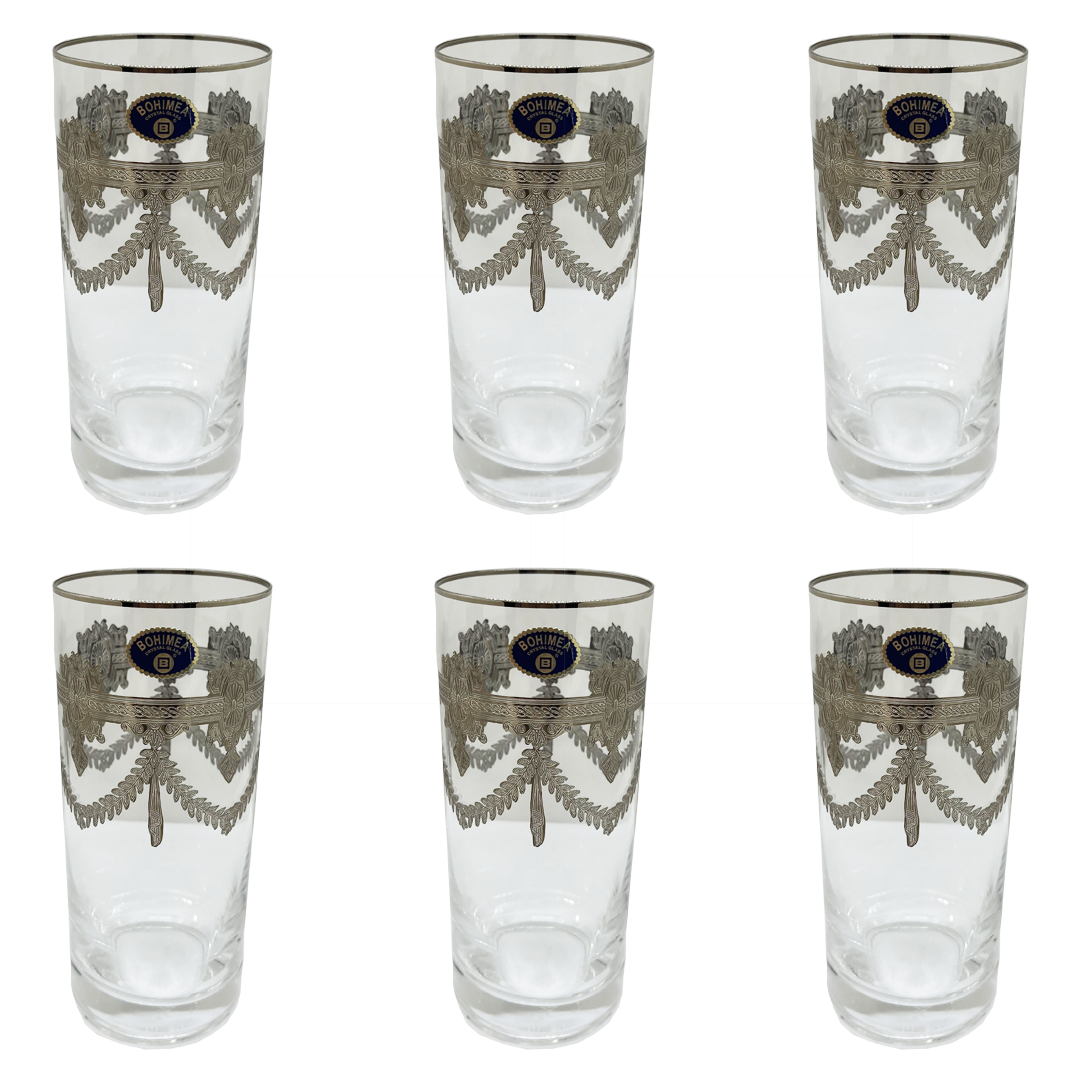 Bohemia Crystal Longdrink Set, 6 Pieces -Silver -300 ml