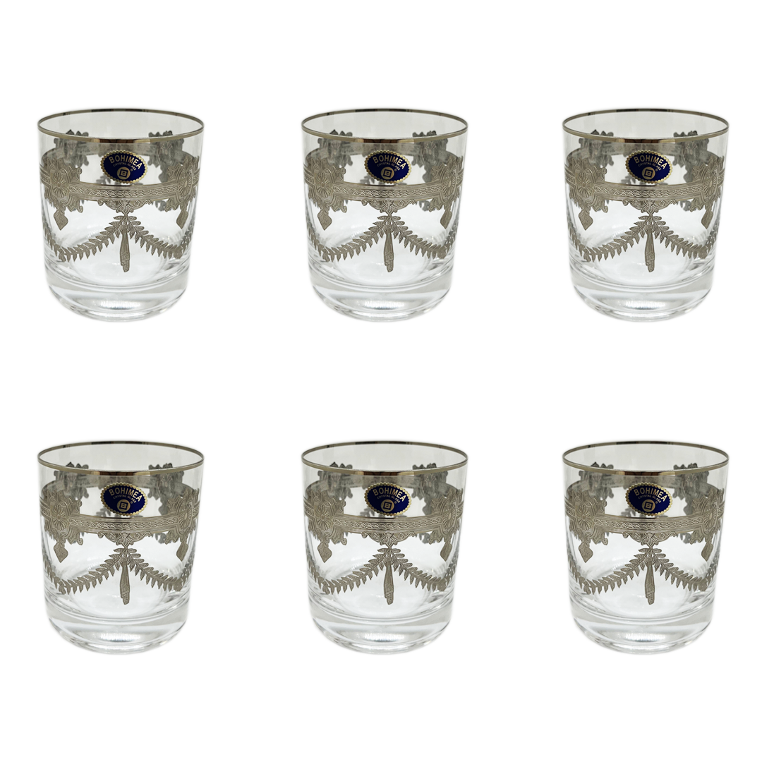 Bohemia Crystal Tumbler Set, 6 Pieces -Silver -280 ml