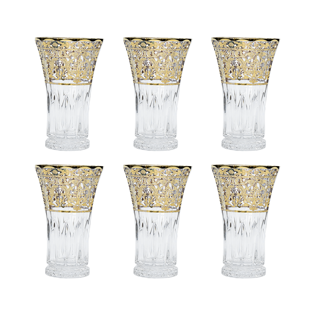 Bohemia Crystal Longdrink Set, 6 Pieces -Gold