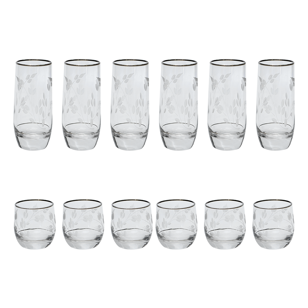 Pasabahce Longdrink & Tumbler Set, 12 Pieces -Silver