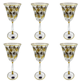 Bohemia Crystal Goblet Set, 6 Pieces -Gold -185 ml