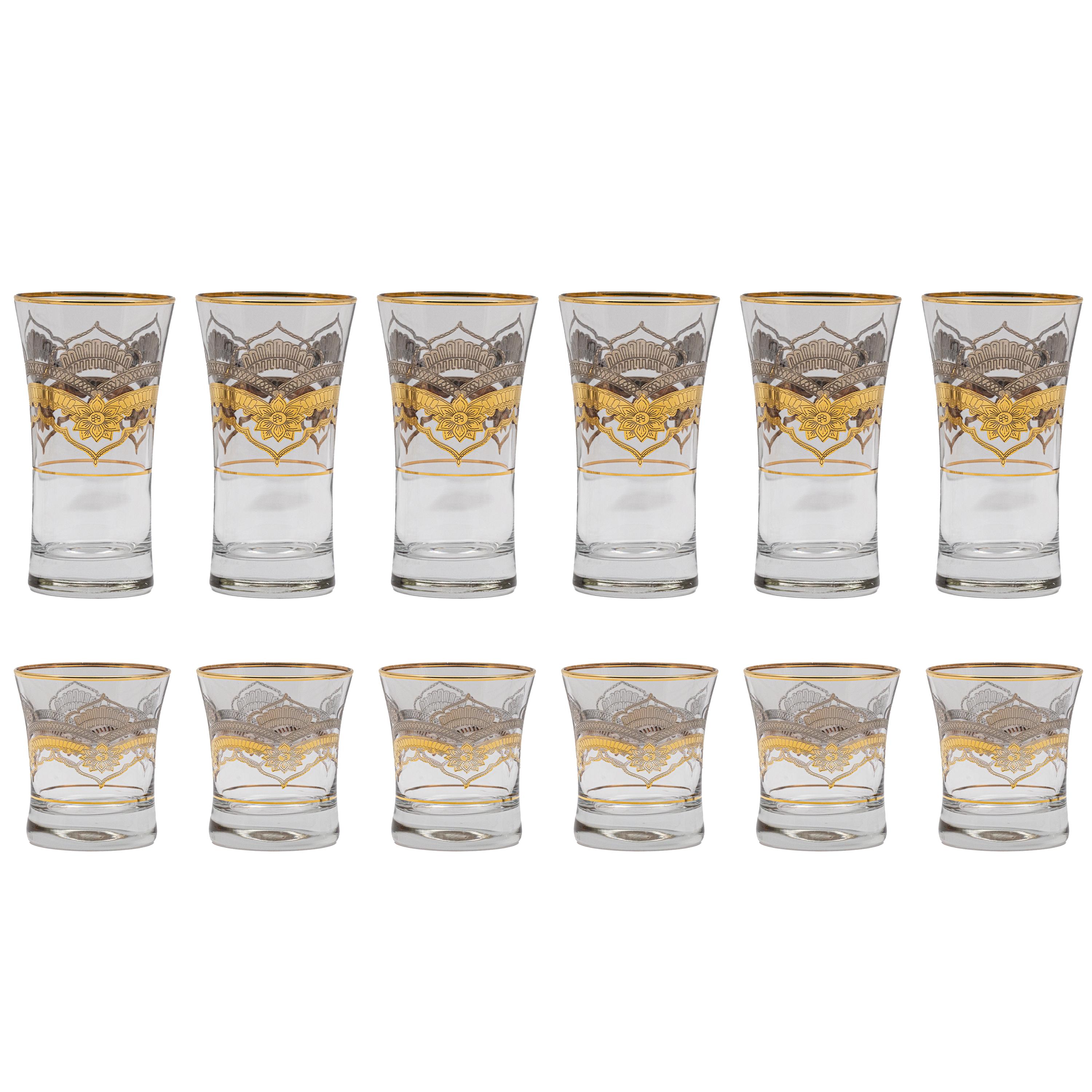 Pasabahce Longdrink & Tumbler Set, 12 Pieces -Silver & Gold