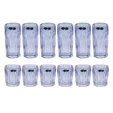 Bohemia Crystal Longdrink & Tumbler Set, 12 Pieces -Blue & Gold