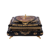 Limoge Rostema Bonbonniere with Cover & Gold Plated Legs -Romeo & Juliet -Cobalt Blue & Gold -30x25x18 cm