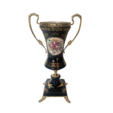 Limoge Rostema Potiche with Base & Gold Plated Handles -Cobalt Blue & Gold -20x35 cm