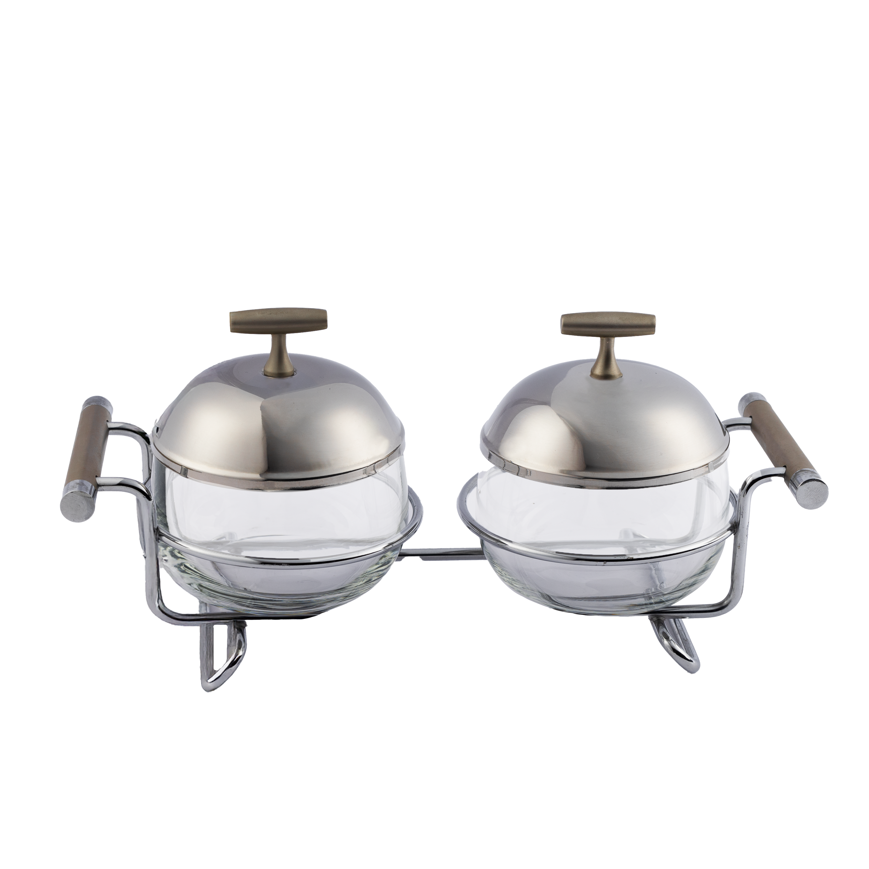 2 Jam Serving Dishes -Stainless Steel 18/10 & Glass