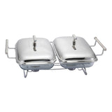2 Rectangular Food Warmers with Two Candles -2x1.5 Lit. -Stainless Steel 18/10 & Tempered Glass
