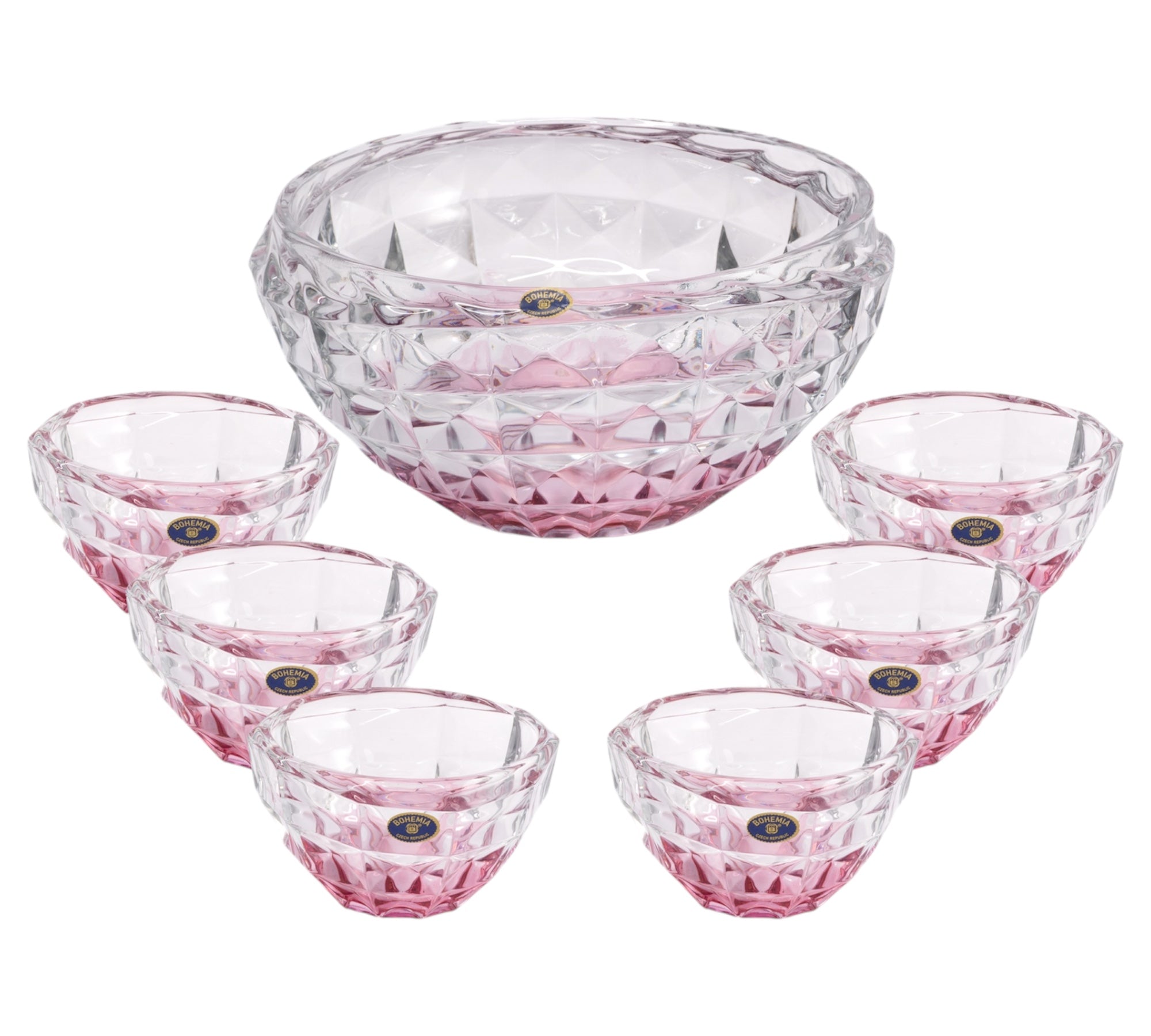 Bohemia Crystal Diamond Bowl Set, 7 Pieces