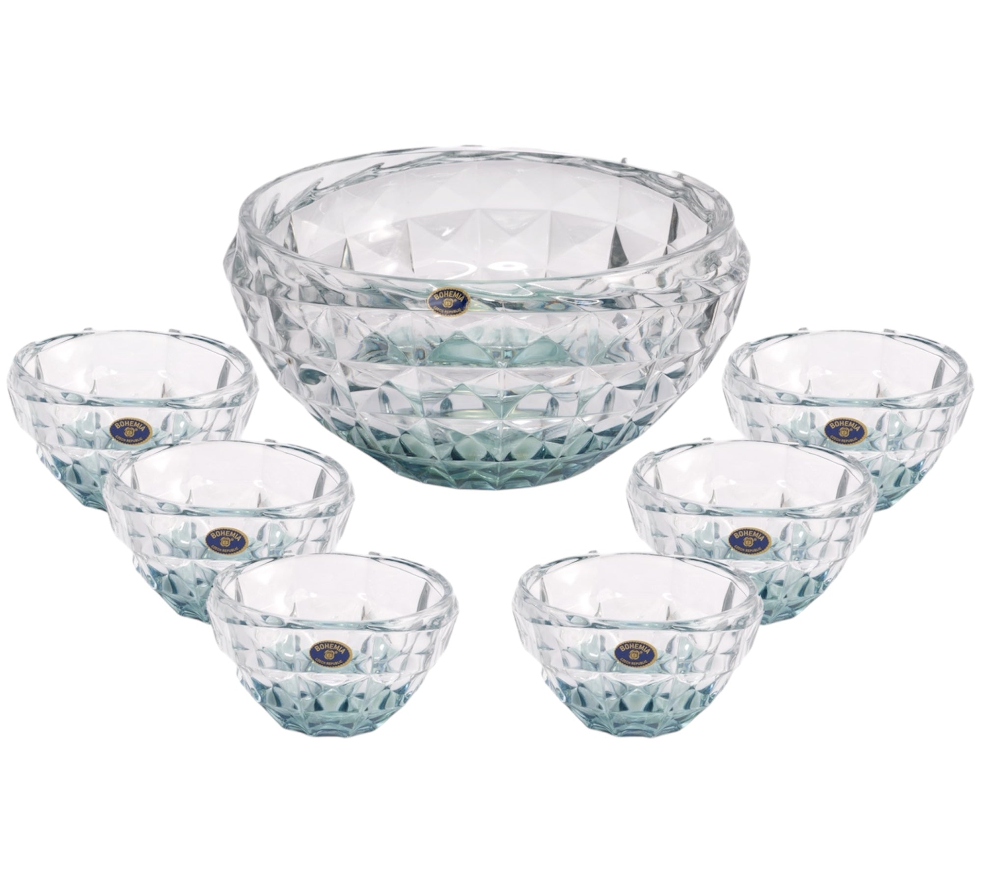 Bohemia Crystal Diamond Bowl Set, 7 Pieces