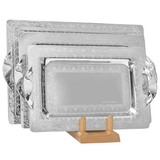 Tresors Rectangular Tray with Handles, 3 Pieces -Made in Italy -Silver -Stainless Steel 18/10