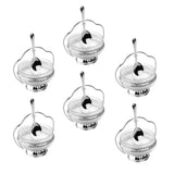 Queen Anne 6 Pieces of Dish with Handle and Spoon Holder, with Patterned Glass Dish and  Spoon -14.4x12.5cm -Silver Plated