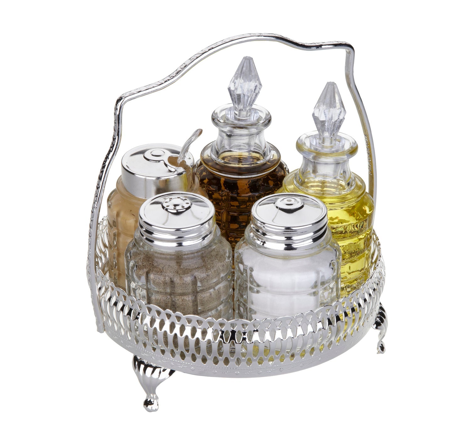 Queen Anne Round Cruet Set, 5 Pieces -13.1 Dia cm