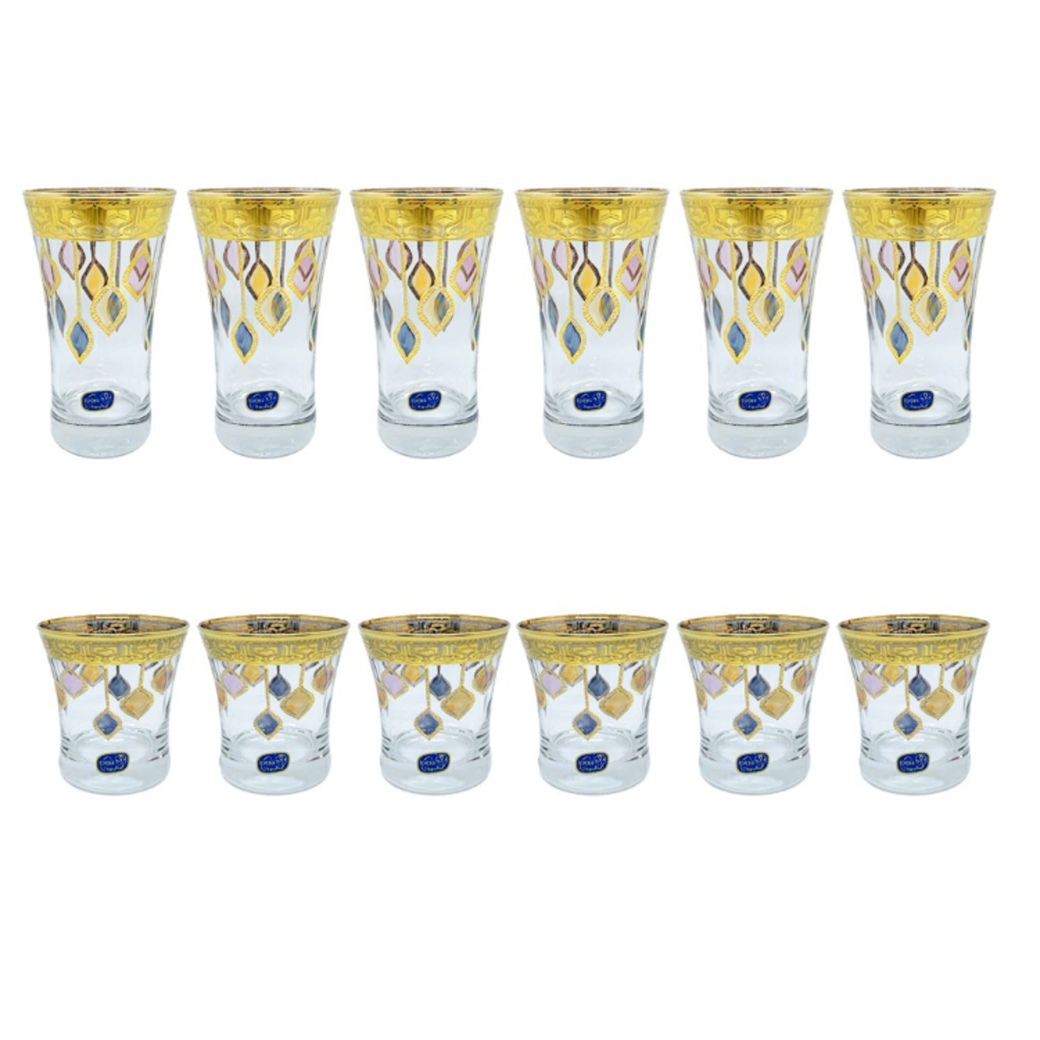 Bohemia Crystal Longdrink & Tumbler Set, 12 Pieces -340 & 250 ml