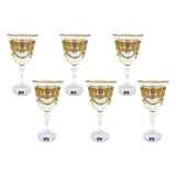 Bohemia Crystal Goblet Set, 6 Pieces -Gold -220 ml