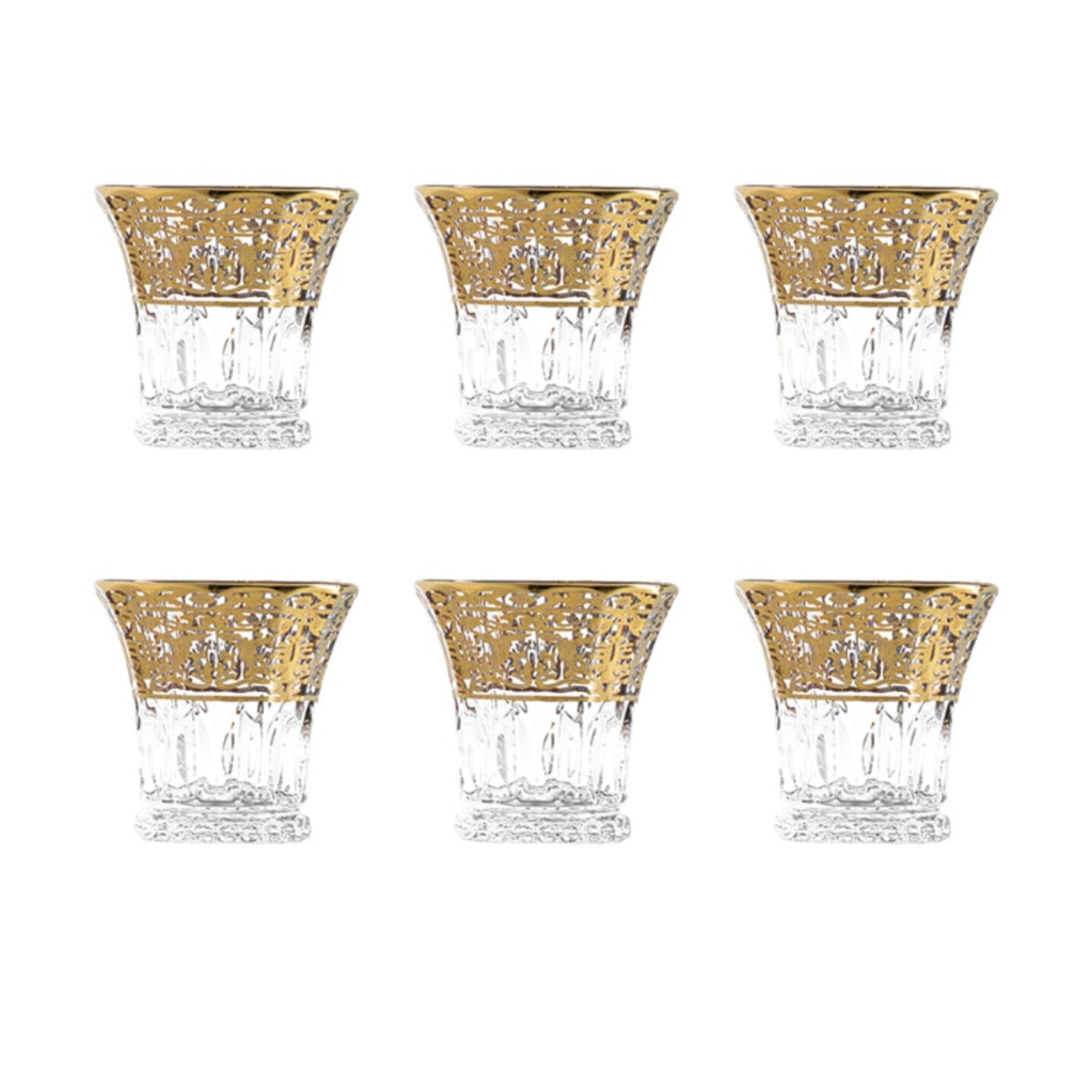 Bohemia Crystal Tumbler Set, 6 Pieces -Gold