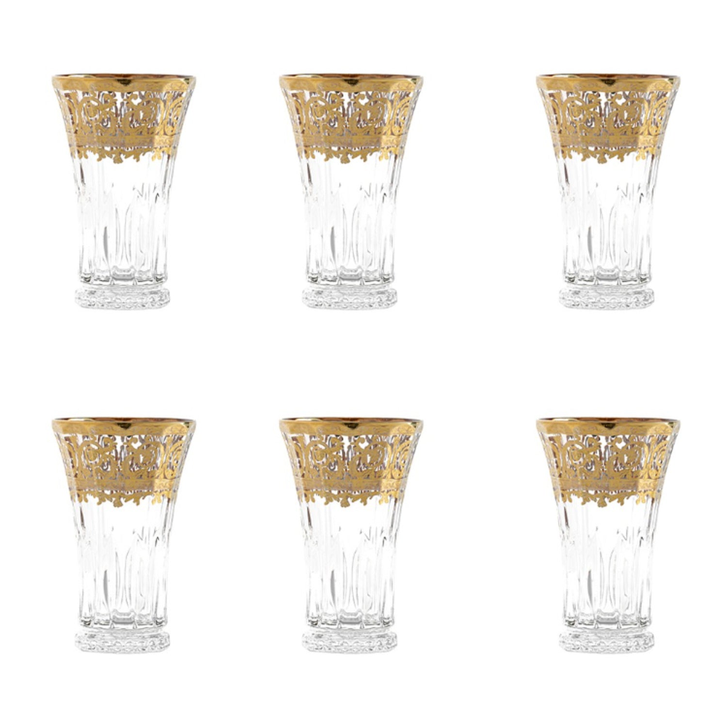 Bohemia Crystal Longdrink Set, 6 Pieces -Gold