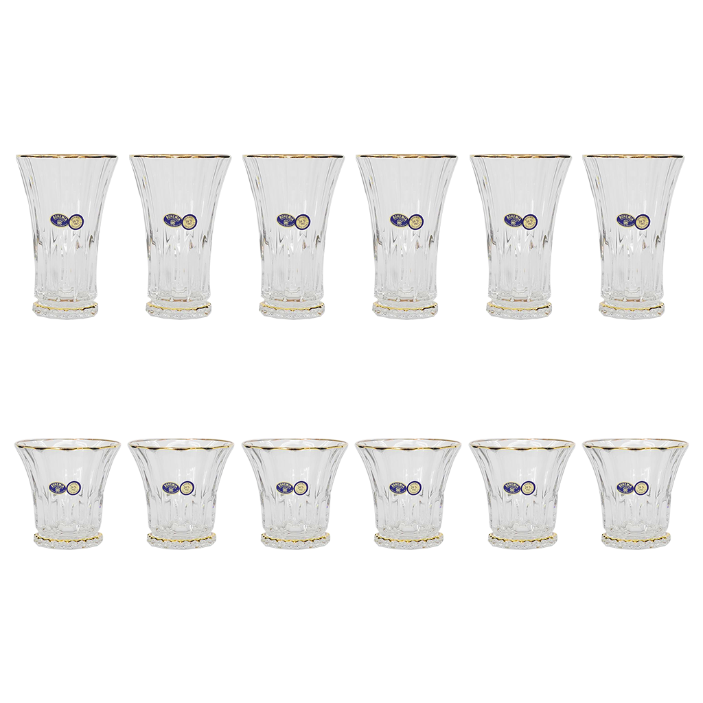 Bohemia Crystal Longdrink & Tumbler Set, 12 Pieces -Gold -400 & 300 ml