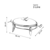Royal Alfredo Oval Food Warmer -Silver& Gold -3 Lit. -Stainless Steel