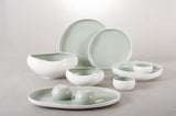 Daily Use Dinner Set, 30 Pieces -Porcelain -Green & White