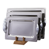 Tresors Rectangular Tray with Handles, 3 Pieces -Made in Italy -Silver -Stainless Steel 18/10