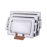 Elegant Gioiel Rectangular Tray with Handles, 3 Pieces -Made in Italy -Silver -Stainless Steel 18/10