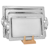 ﻿﻿Elegant Gioiel Rectangular Tray with Handles, 3 Pieces -Made in Italy -Stainless Steel 18/10