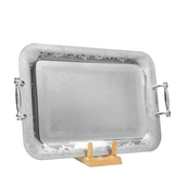 Elegant Gioiel Tray with Handles -Made in Italy -50 cm -Silver -Stainless Steel 18/10