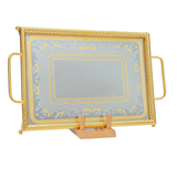 Elegant Gioiel Tray with Handles -Made in Italy -45 cm -Gold & Silver -Stainless Steel 18/10