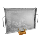 Tresors Tray with Handles and Legs -Made in Italy -65x41 cm -Stainless Steel 18/10