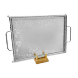 Tresors Tray with Handles and Legs -Made in Italy -58x36 cm -Stainless Steel 18/10