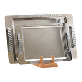 Nehir Tray with Handles, 2 Pieces -Stainless Steel