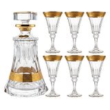 Bohemia Crystal Bottle & Goblet Set, 7 Pieces -Gold