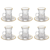 Teacup with Saucer Set, 12 Pieces -Gold