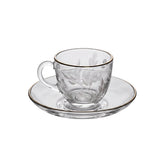 Pasabahce Longdrink, Tumbler, Tea Cups & Saucer Set, 24 Pieces -Silver