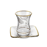 Pasabahce Longdrink, Tumbler, Tea Cups & Saucer Set, 24 Pieces -Gold