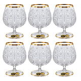 Bohemia Crystal Brandy Set, 6 Pieces -Gold -250 ml