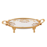 Oval Porcelain Plate with Handles and Legs -Gold
