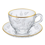 Pasabahce Tea Cup with Saucer Set, 12 Pieces -Gold