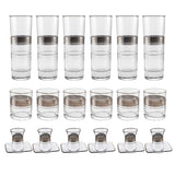 Pasabahce Longdrink, Tumbler, Tea Cups & Saucer Set, 24 Pieces -Silver