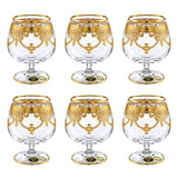 Bohemia Crystal Brandy Set, 6 Pieces -Gold -250 ml